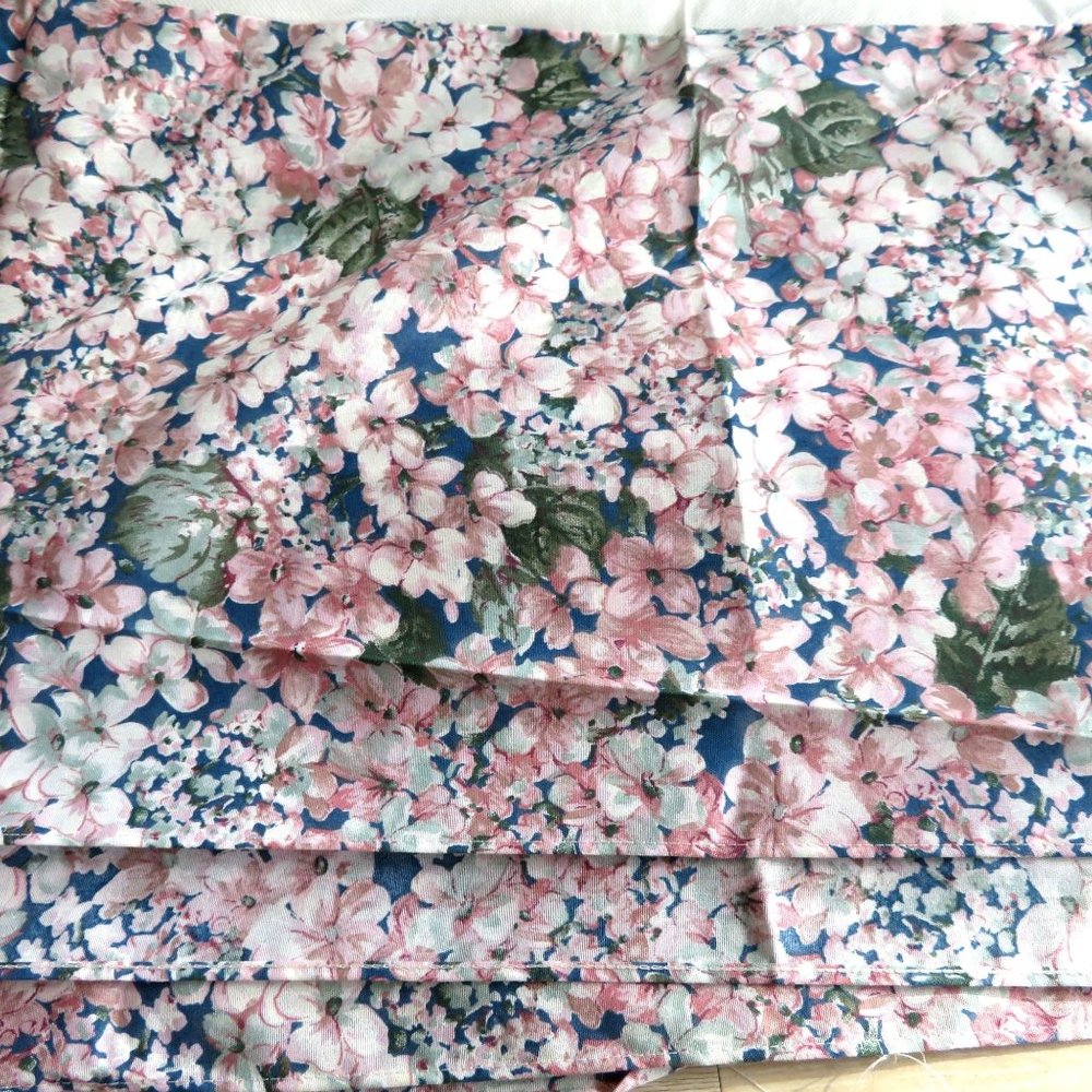 Vintage 80s King Size Bed Skirt Pink Blue Floral 14" Drop American Homes USA NEW